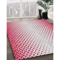 Patterned Bright Maroon Red Novelty Rug, pat395