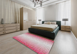 Patterned Bright Maroon Red Novelty Rug in a Bedroom, pat395
