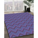 Patterned Medium Slate Blue Rug in Family Room, pat396blu