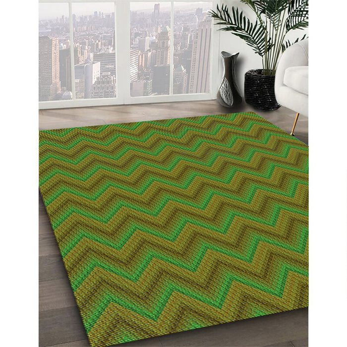 Patterned Dark Lime Green Rug in Family Room, pat396grn