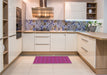 Patterned Neon Pink Rug in a Kitchen, pat396pur