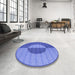 Round Patterned Sky Blue Rug in a Office, pat3960blu