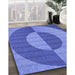 Patterned Sky Blue Rug in Family Room, pat3960blu