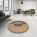 Round Patterned Peru Brown Rug in a Office, pat3960brn