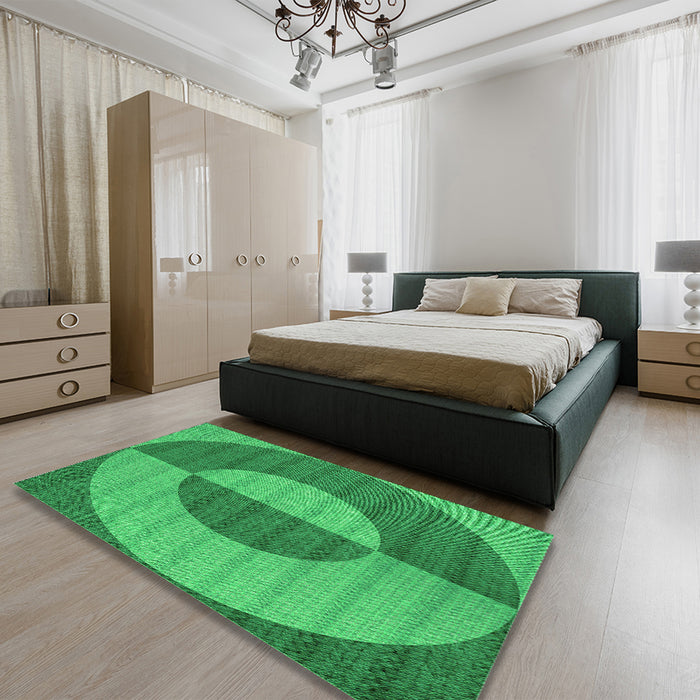 Patterned Neon Green Rug in a Bedroom, pat3960grn