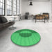 Round Patterned Neon Green Rug in a Office, pat3960grn