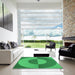 Square Patterned Neon Green Rug in a Living Room, pat3960grn