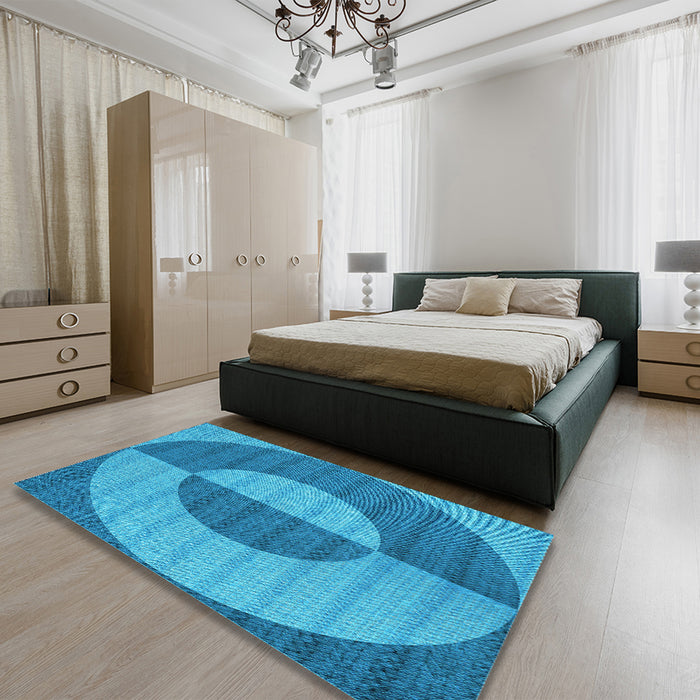 Patterned Blue Rug in a Bedroom, pat3960lblu