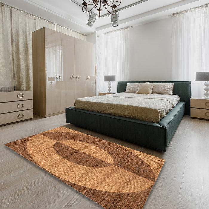 Patterned Orange Rug in a Bedroom, pat3960org