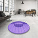 Round Patterned Purple Rug in a Office, pat3960pur