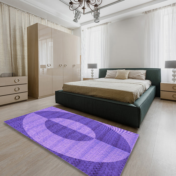 Patterned Purple Rug in a Bedroom, pat3960pur