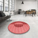 Round Patterned Red Rug in a Office, pat3960rd