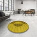 Round Patterned Dark Yellow Green Rug in a Office, pat3960yw