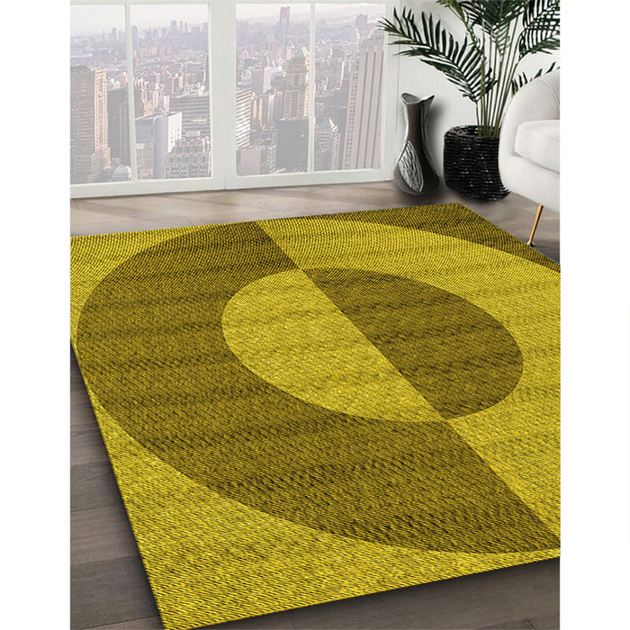 Machine Washable Transitional Dark Yellow Green Rug in a Family Room, wshpat3960yw