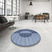 Round Patterned Blue Novelty Rug in a Office, pat3960