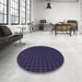 Round Patterned Deep Periwinkle Purple Rug in a Office, pat3961blu