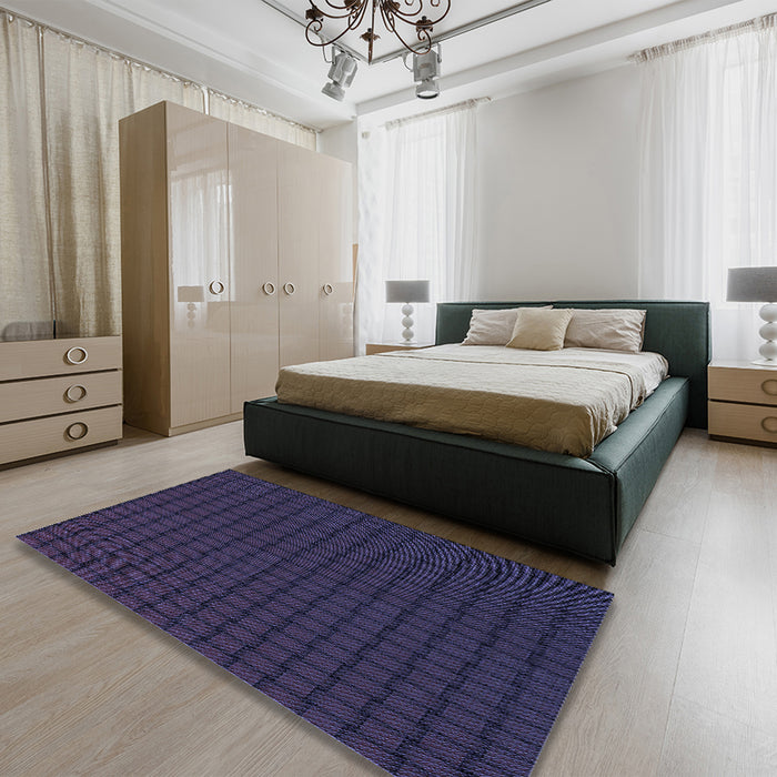 Patterned Deep Periwinkle Purple Rug in a Bedroom, pat3961blu