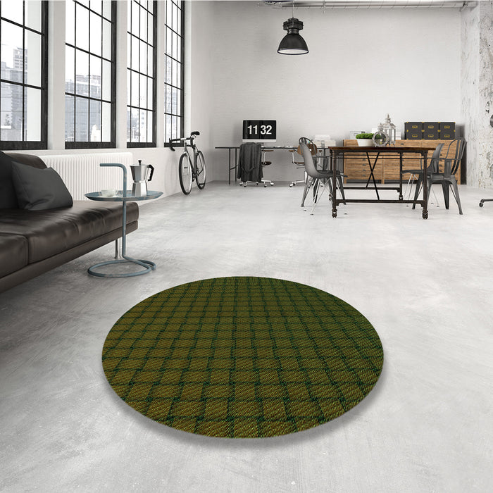 Round Patterned Midnight Gray Rug in a Office, pat3961grn