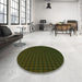 Round Patterned Midnight Gray Rug in a Office, pat3961grn