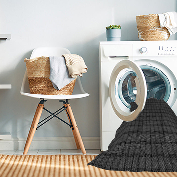 Machine Washable Transitional Charcoal Black Rug in a Washing Machine, wshpat3961gry