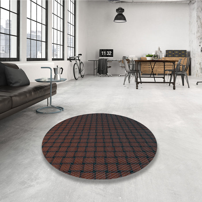Round Patterned Red Rug in a Office, pat3961lblu