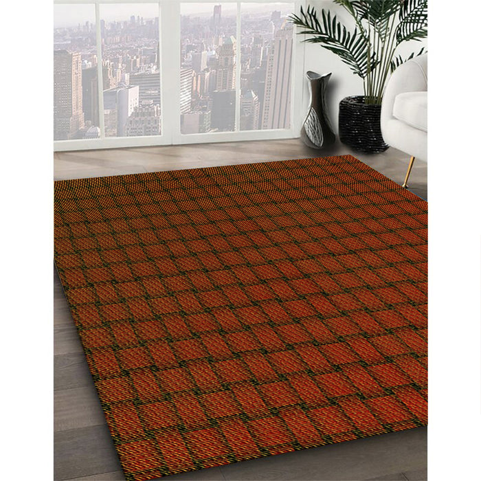 Patterned Mahogany Brown Rug in Family Room, pat3961yw