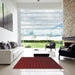 Square Machine Washable Transitional Brown Red Rug in a Living Room, wshpat3961