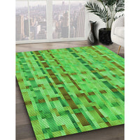 Patterned Dark Lime Green Rug, pat3962grn