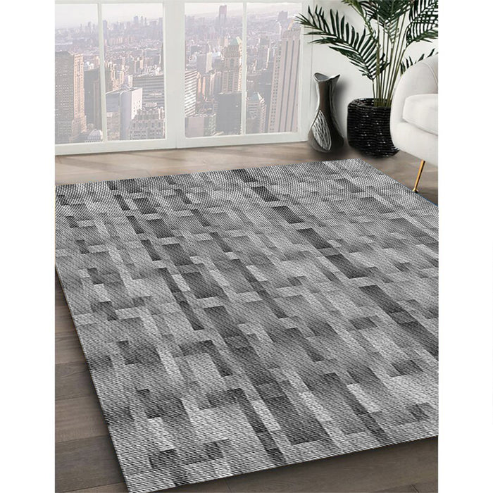 Patterned Dark Gray Rug in Family Room, pat3962gry