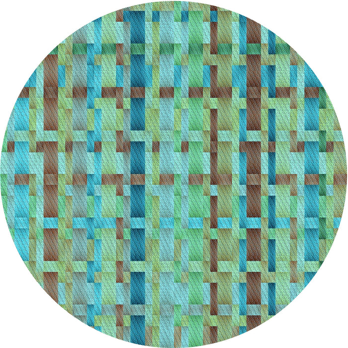 Square Patterned Turquoise Green Rug, pat3962lblu
