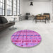 Round Patterned Violet Purple Rug in a Office, pat3962pur