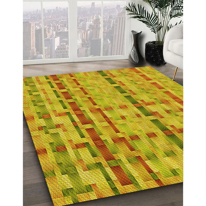 Patterned Deep Yellow Rug in Family Room, pat3962yw