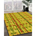 Machine Washable Transitional Deep Yellow Rug in a Family Room, wshpat3962yw