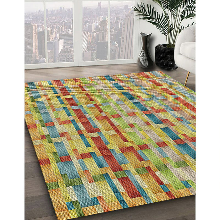 Patterned Sienna Brown Novelty Rug in Family Room, pat3962