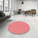 Round Patterned Light Coral Pink Rug in a Office, pat3964rd