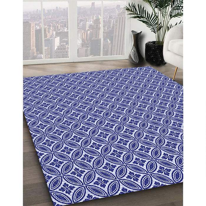 Machine Washable Transitional Cobalt Blue Rug in a Family Room, wshpat3965blu