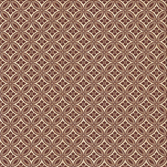 Round Patterned Saffron Red Rug, pat3965org