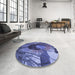 Round Patterned Sky Blue Rug in a Office, pat3966blu