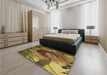 Patterned Caramel Brown Rug in a Bedroom, pat3966brn