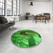 Round Patterned Green Rug in a Office, pat3966grn