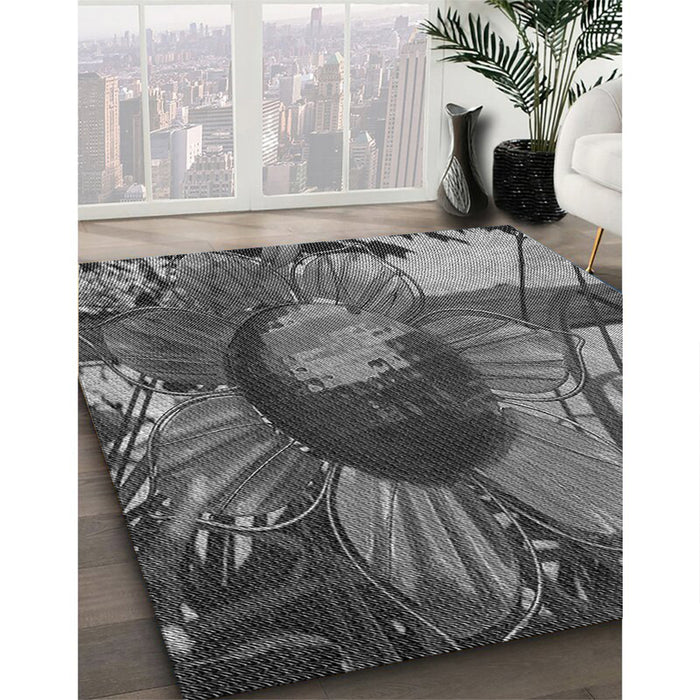 Patterned Black Rug in Family Room, pat3966gry
