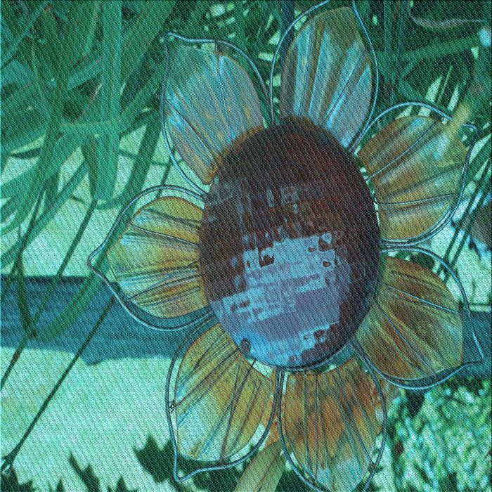 Round Patterned Deep-Sea Green Rug, pat3966lblu