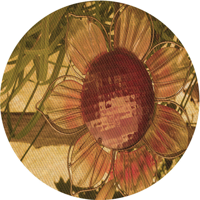 Square Patterned Saddle Brown Rug, pat3966org