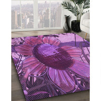 Patterned Dark Magenta Purple Rug, pat3966pur