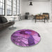 Round Patterned Dark Magenta Purple Rug in a Office, pat3966pur