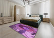 Patterned Dark Magenta Purple Rug in a Bedroom, pat3966pur