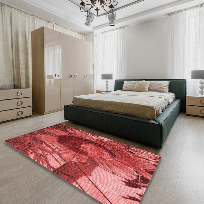 Patterned Red Rug in a Bedroom, pat3966rd