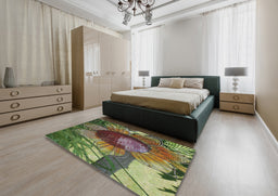 Patterned Copper Green Novelty Rug in a Bedroom, pat3966