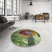 Round Patterned Copper Green Novelty Rug in a Office, pat3966