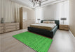 Patterned Green Rug in a Bedroom, pat3967grn